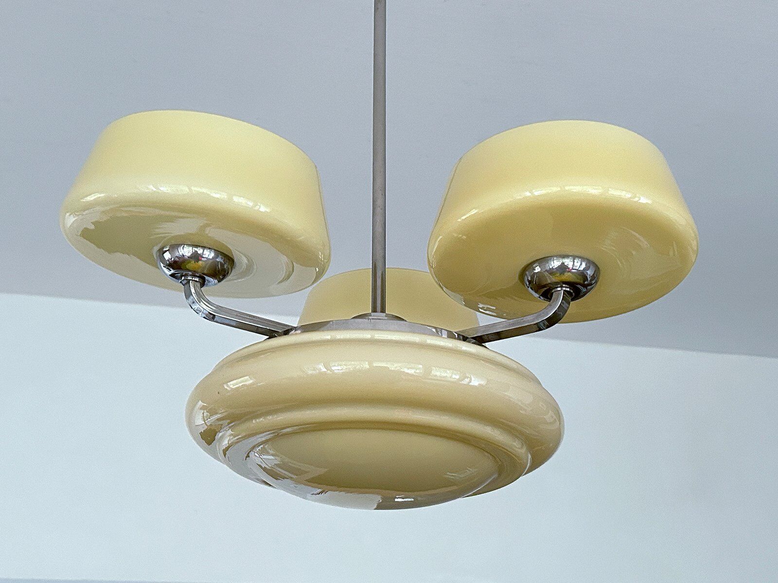 Large Art Deco pendant light in glass, 1930s