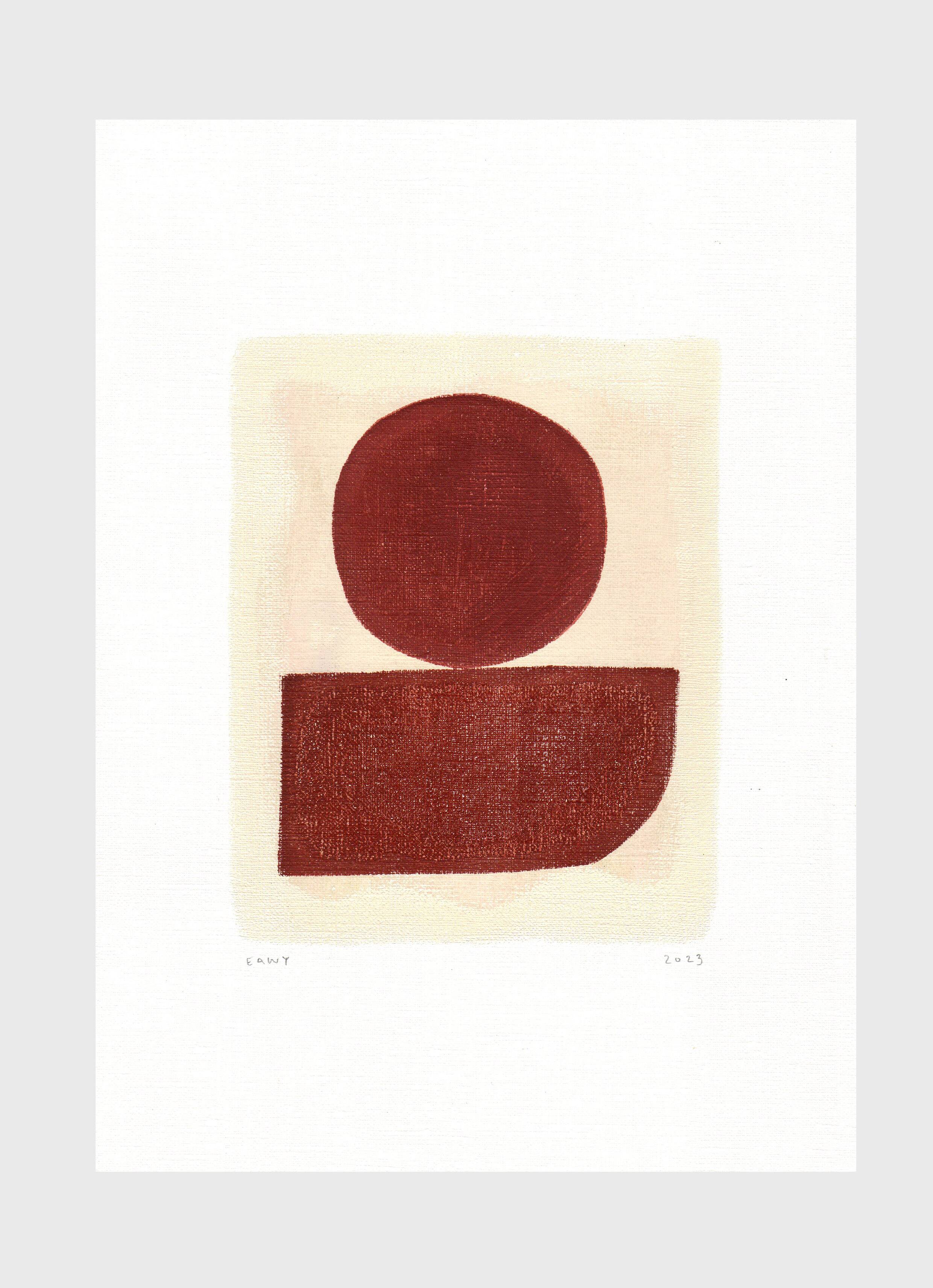 Painting duo - Tea and Infini - abstract illustration - Dark terracotta - signed eawy