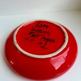 red ceramic ashtray signed Vallauris design 70s