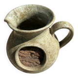 Vintage Vallauris ceramic pitcher with bark inclusions