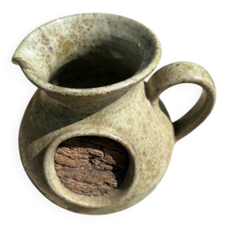 Vintage Vallauris ceramic pitcher with bark inclusions