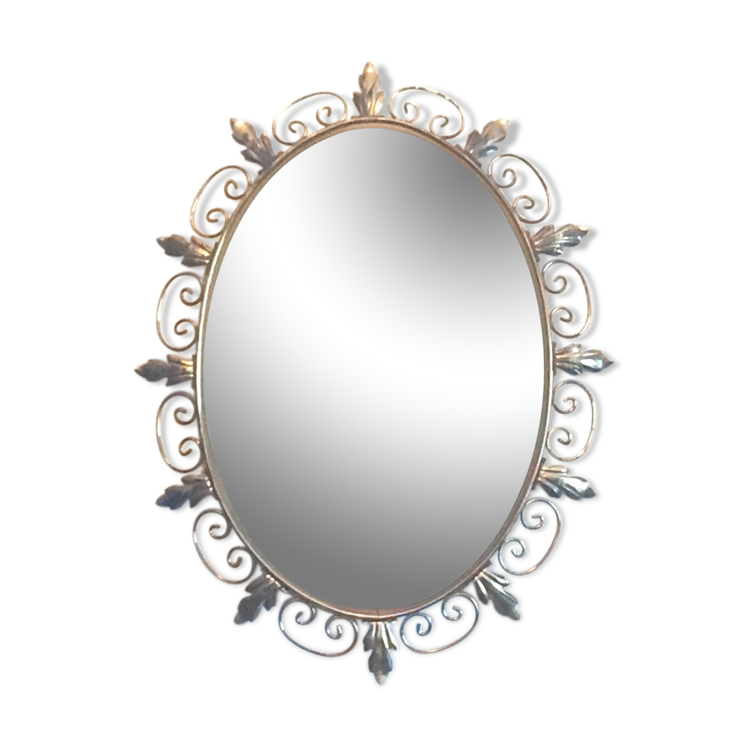 Deknudt 60s gold brass oval mirror- 65x50cm