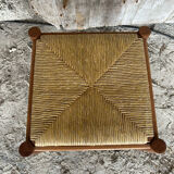 Vintage Turned Wooden Stool + Woven Seat #D652