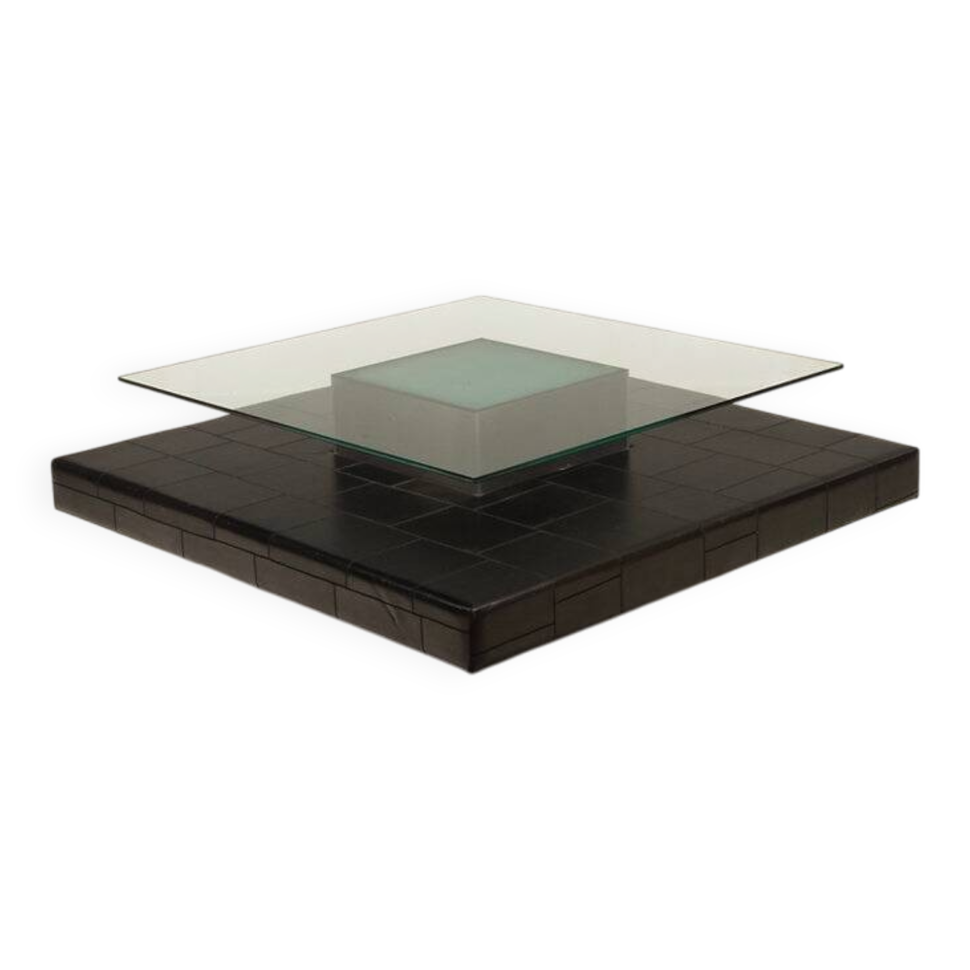 Table basse avec base en cuir de pecari par Tito Agnoli pour Caleido, 1970