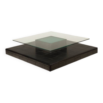 Coffee table with pecari leather base by Tito Agnoli for Caleido, 1970