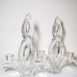 Pair of transparent Vannes crystal candlesticks
