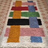 Handmade natural wool hallway rug, size 75 x 300 cm