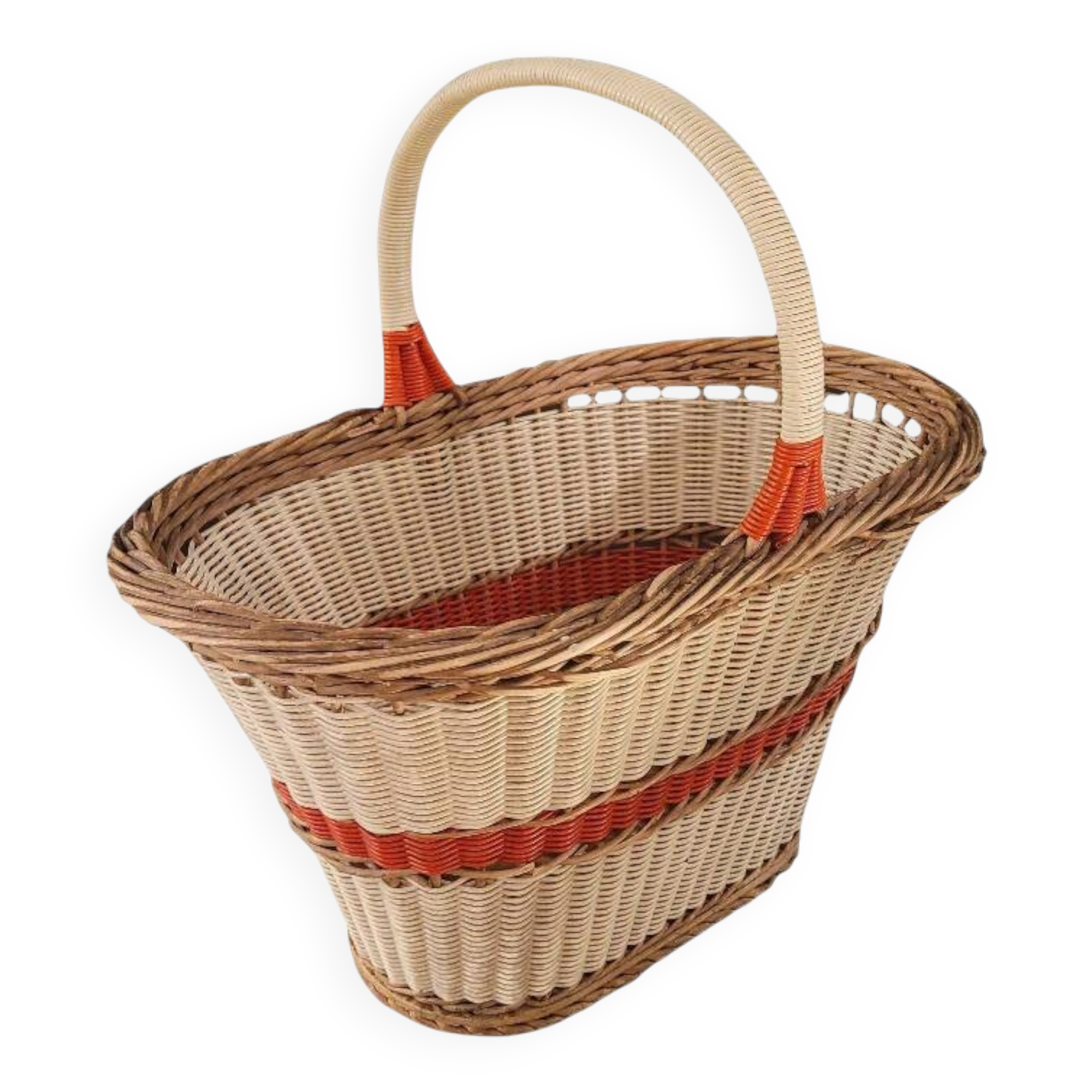 Old oval basket with a wooden base