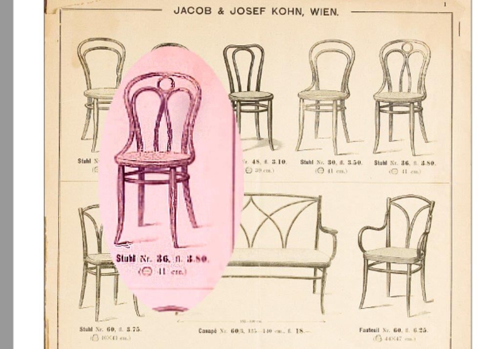 Chaise bistrot viennoise de Kohn N°36 vers 1885 cannée