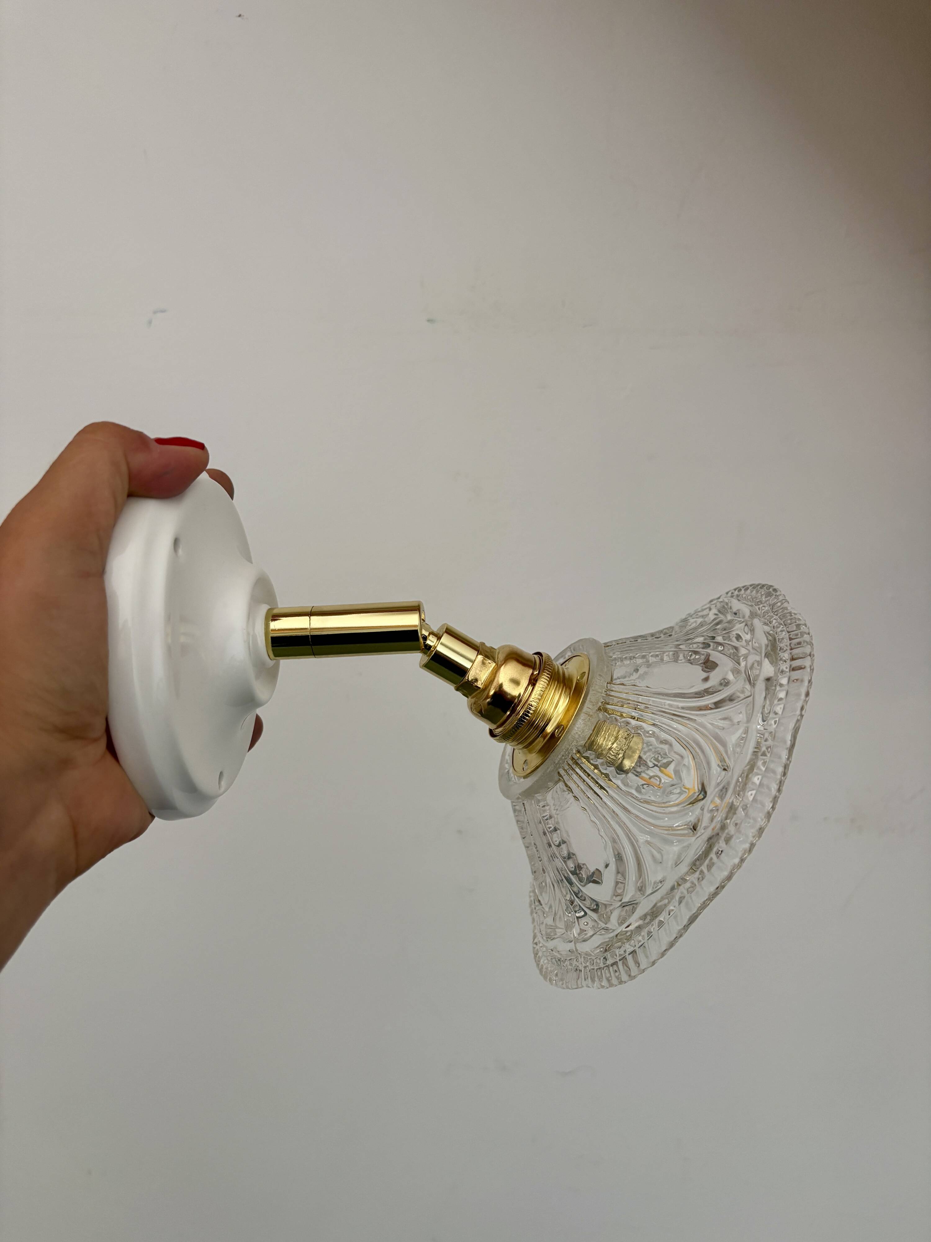 Vintage glass cut lampshade - tableware collection