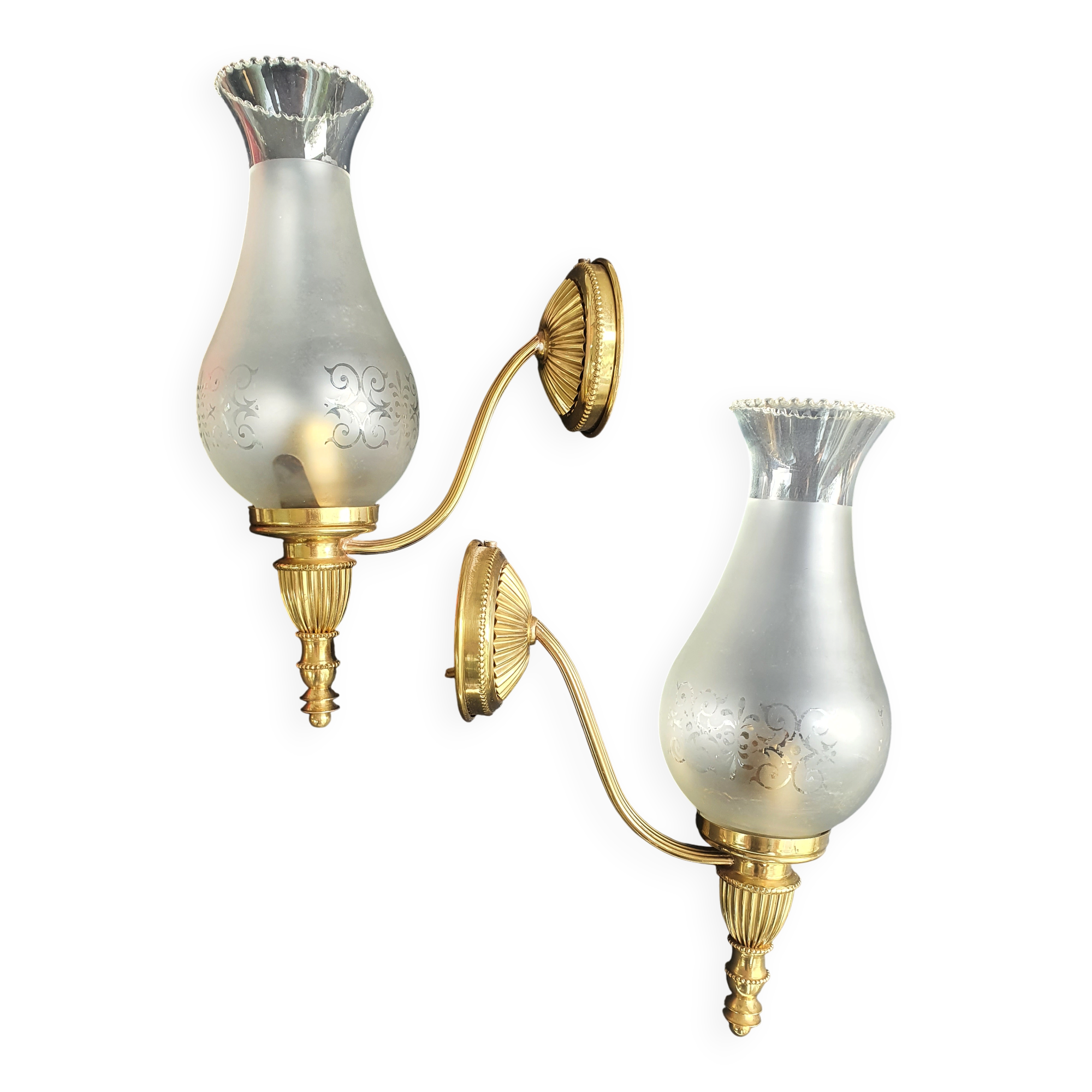 Pair of antique gold wall sconces