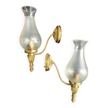 Pair of antique gold wall sconces
