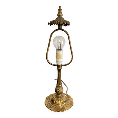 Ancien Lampe A Poser Style Bouillotte Laiton Fondue Ciselé Louis XVI