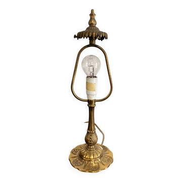 Antique Bouillotte Table Lamp Brass Chiseled Louis XVI Style