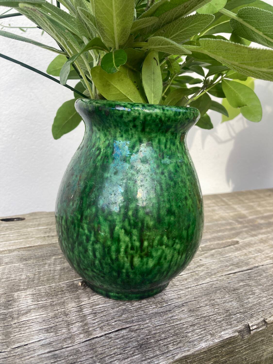 Vallauris 1950 Jordan Foucard vase in green ceramic