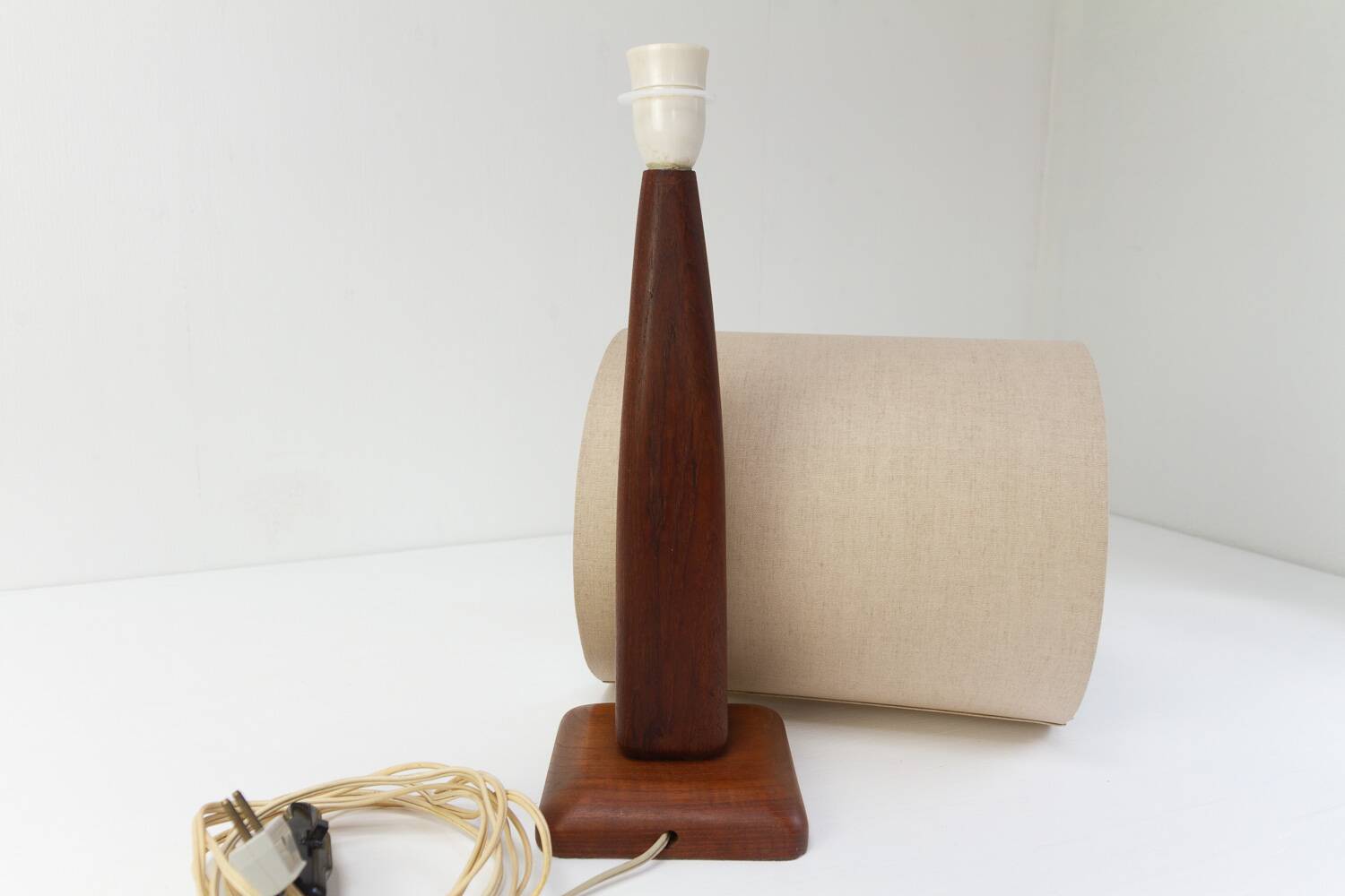 Vintage Danish Teak Table Lamp, 1960s