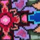 Vintage blue Moldavian rug with beautiful flowers, authentic Romanian handwoven rug 240x153cm