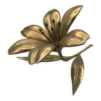Vintage flower ashtray in solid gold-plated brass with six removable petals from the 60s/70s