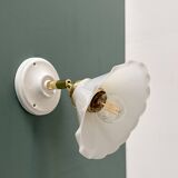 Vintage wall lamp with white opaline glass shade