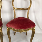 Paire de chaises de style Louis XV en bois doré, époque Napoléon III