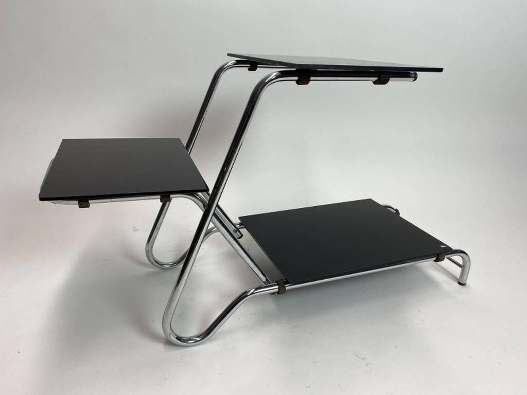 Chrome tubular flower stand by Emile Guyot