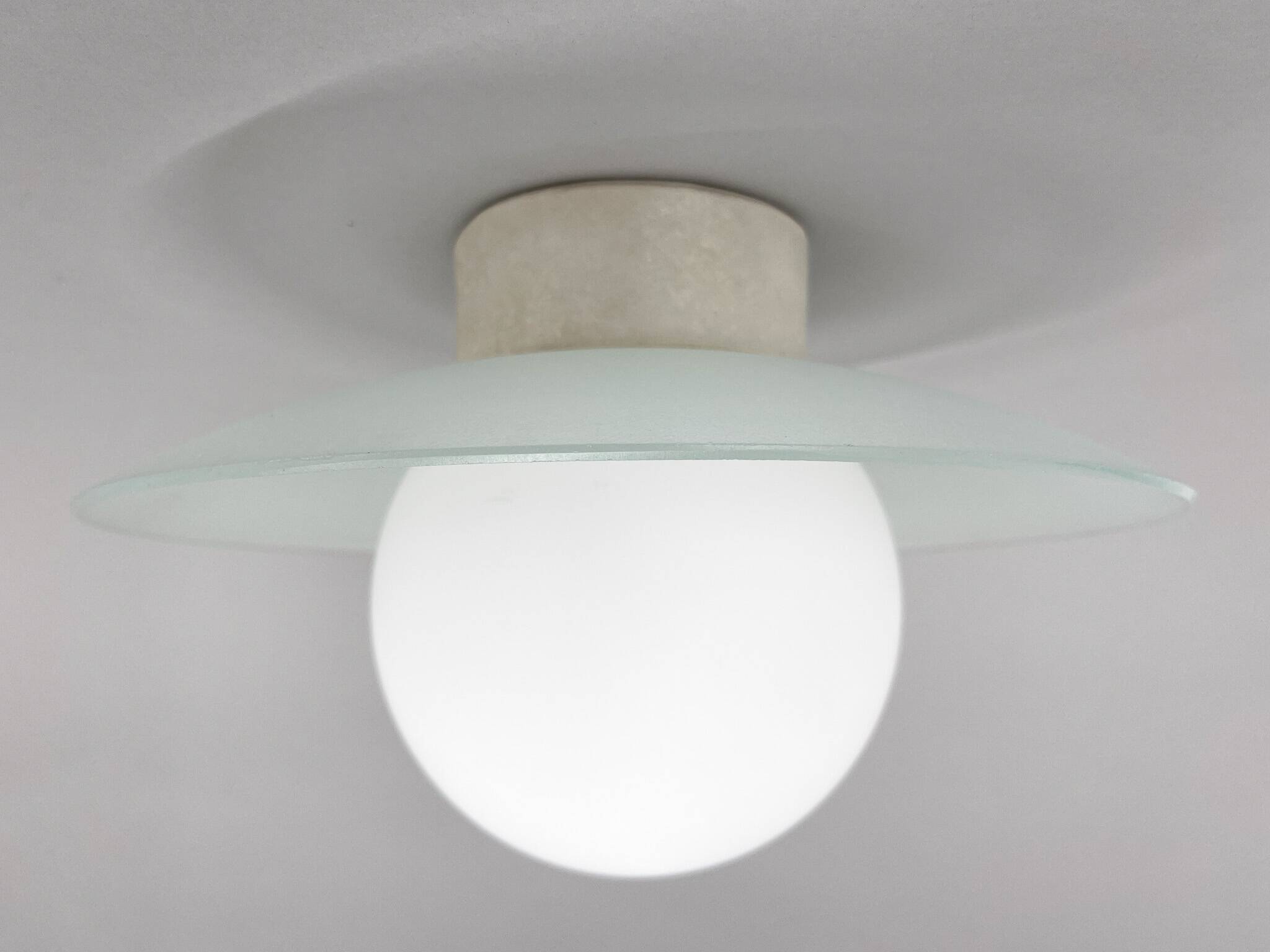 Pair of Space Age Glass & Ceramic Ceiling Lights, 1950's