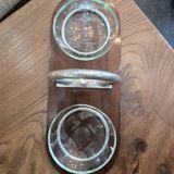Vide-poche Art Déco en bois, verre gravé et métal chromé