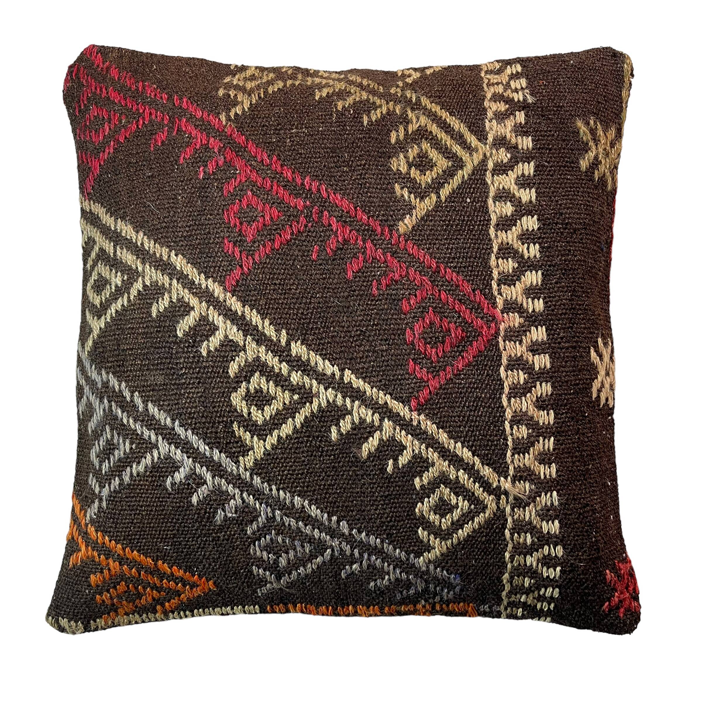 Vintage turkish kilim cushion cover , 55 x 55 cm