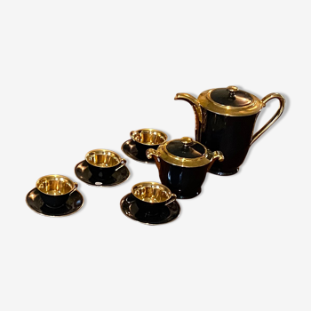 Black and gold tea set