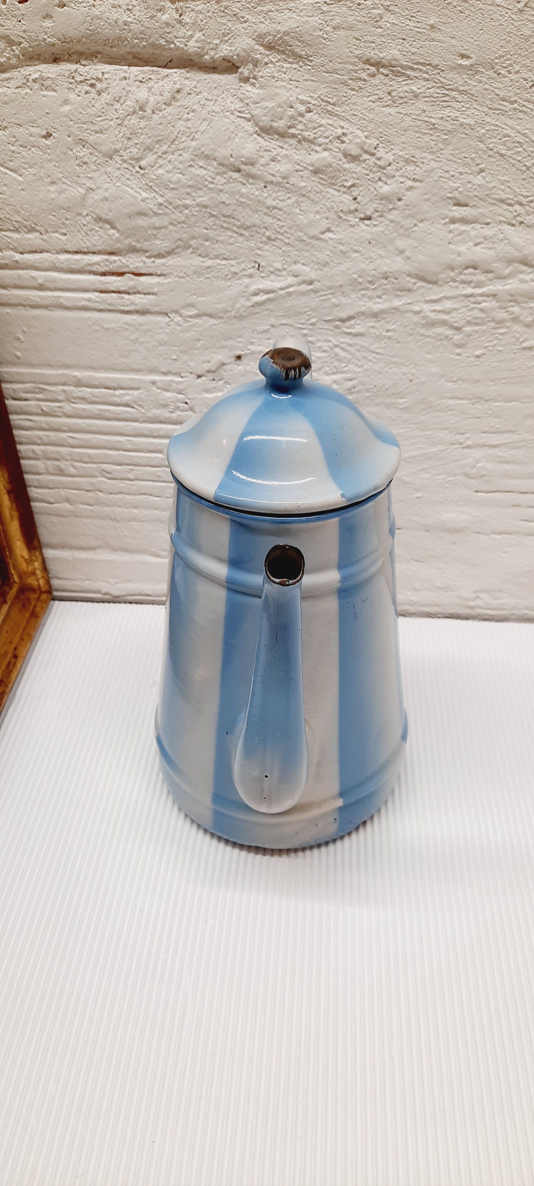 Blue enamelled coffee maker