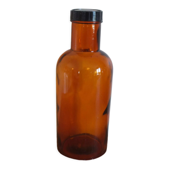 Flacon ou bouteille de pharmacie en verre ambre avec bouchon