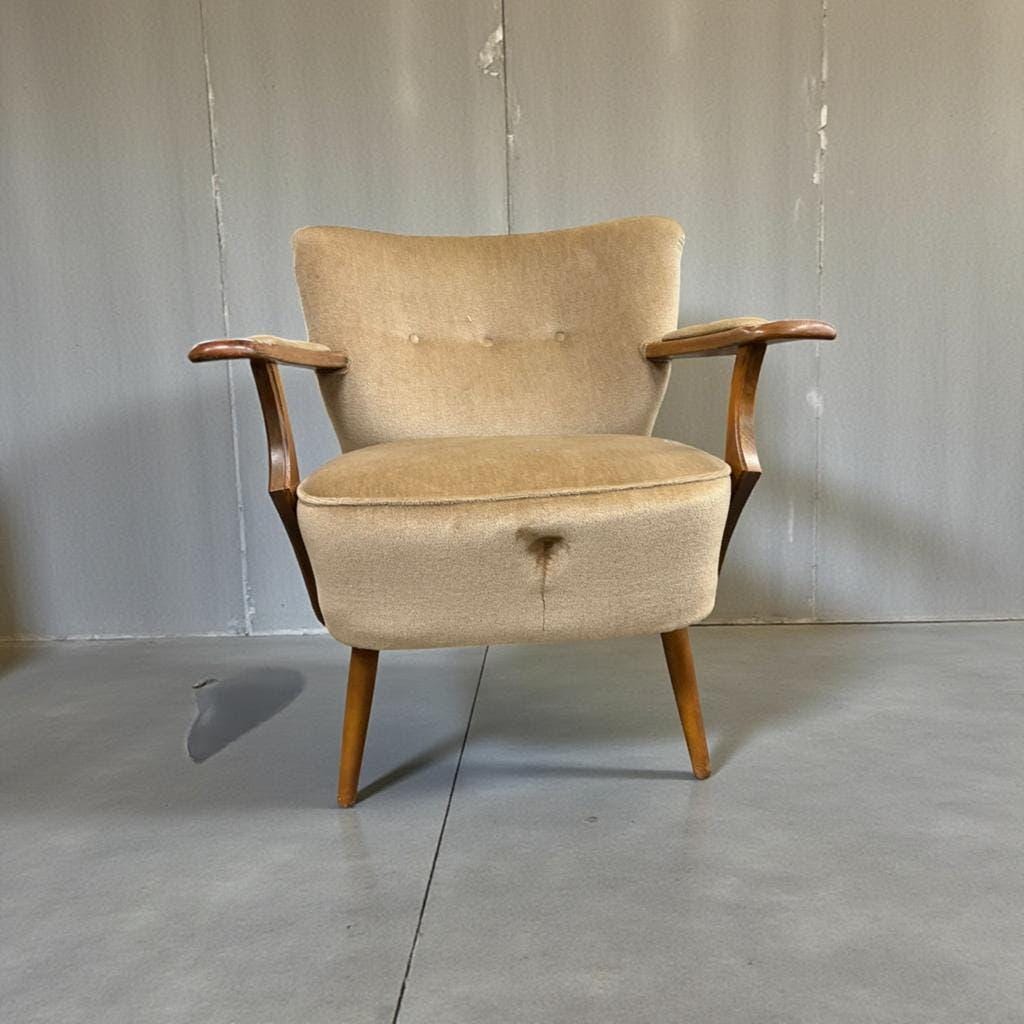 Vintage beige cocktail armchair / armchair / single armchair with armrests