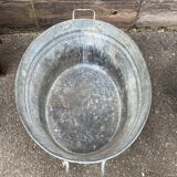 Vintage galvanized zinc basin 65 liters