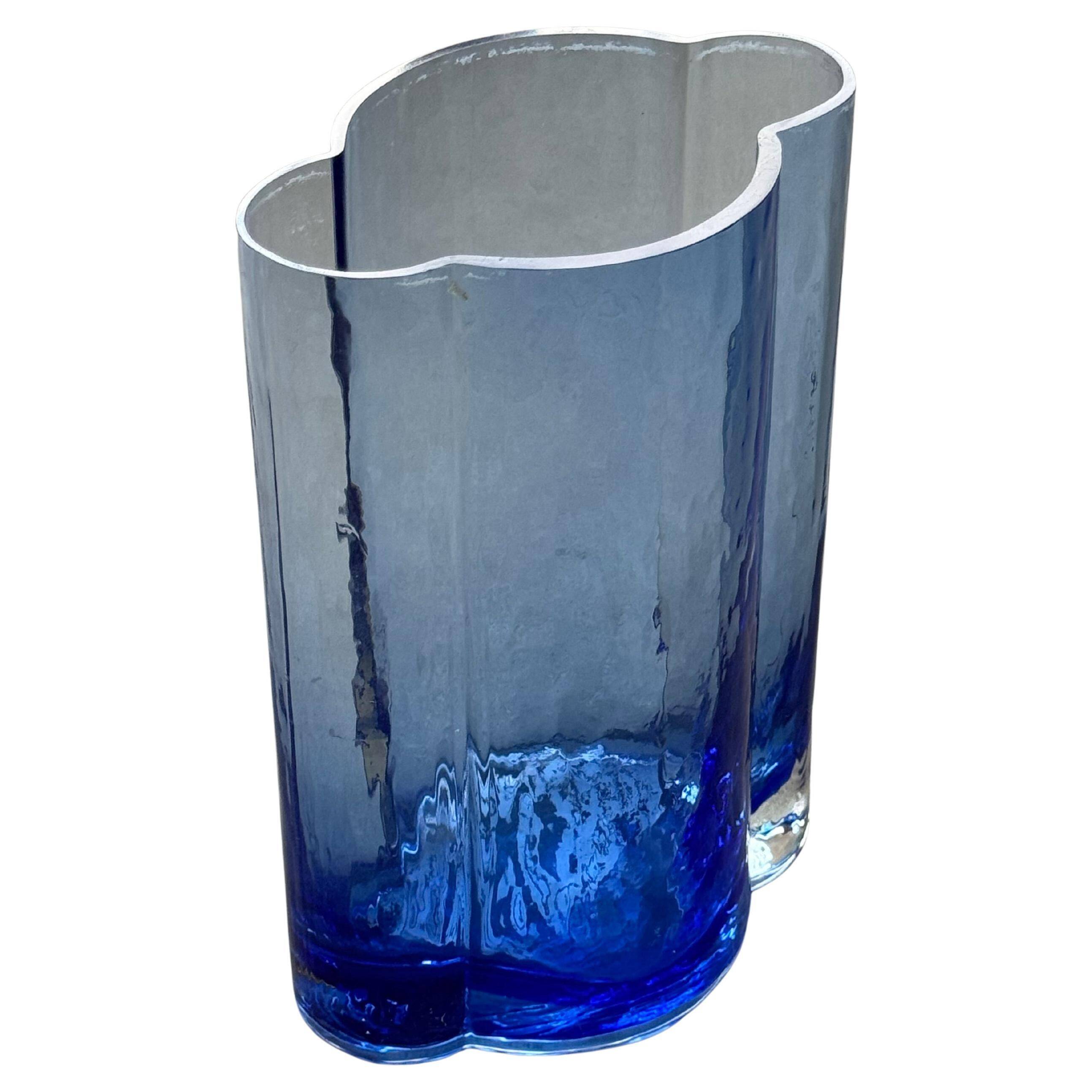 Mid century Murano Vase, Blue shaped Glass, 1960's