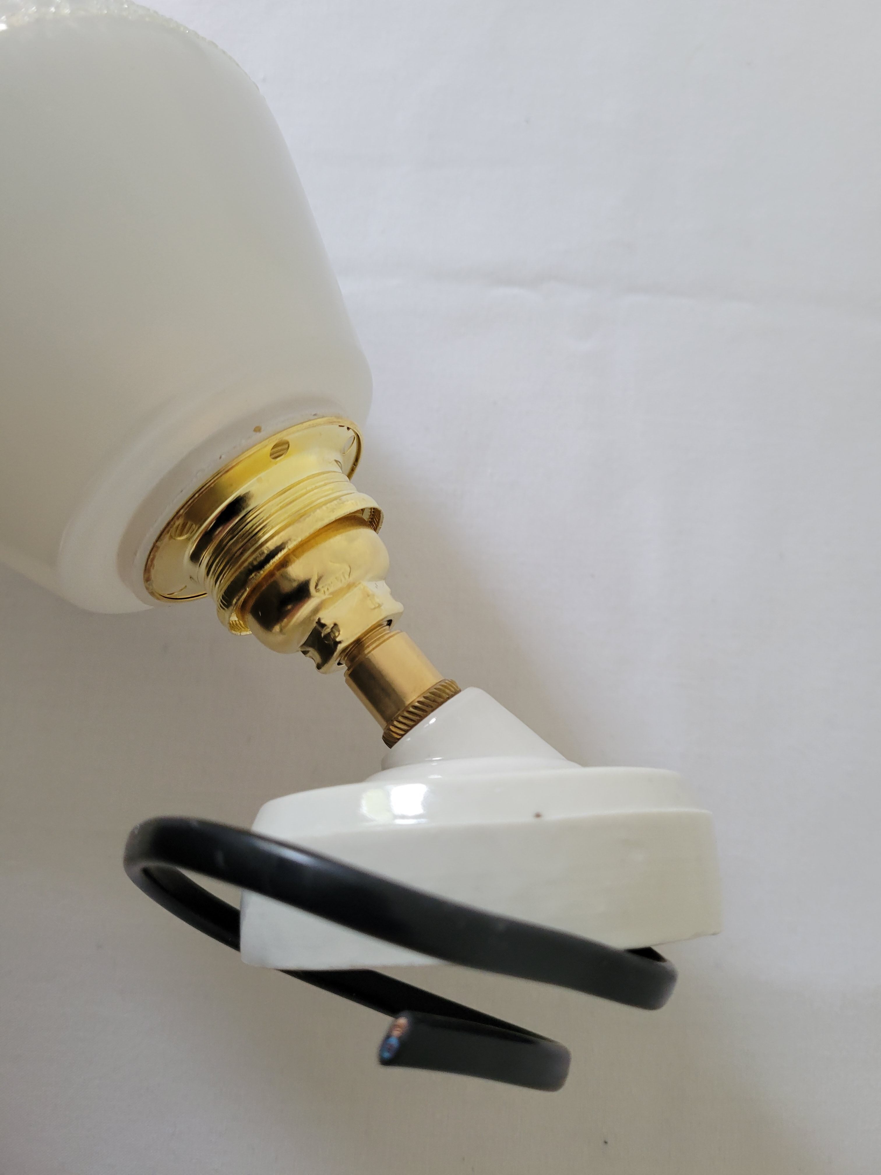 Porcelain and glass wall lamp