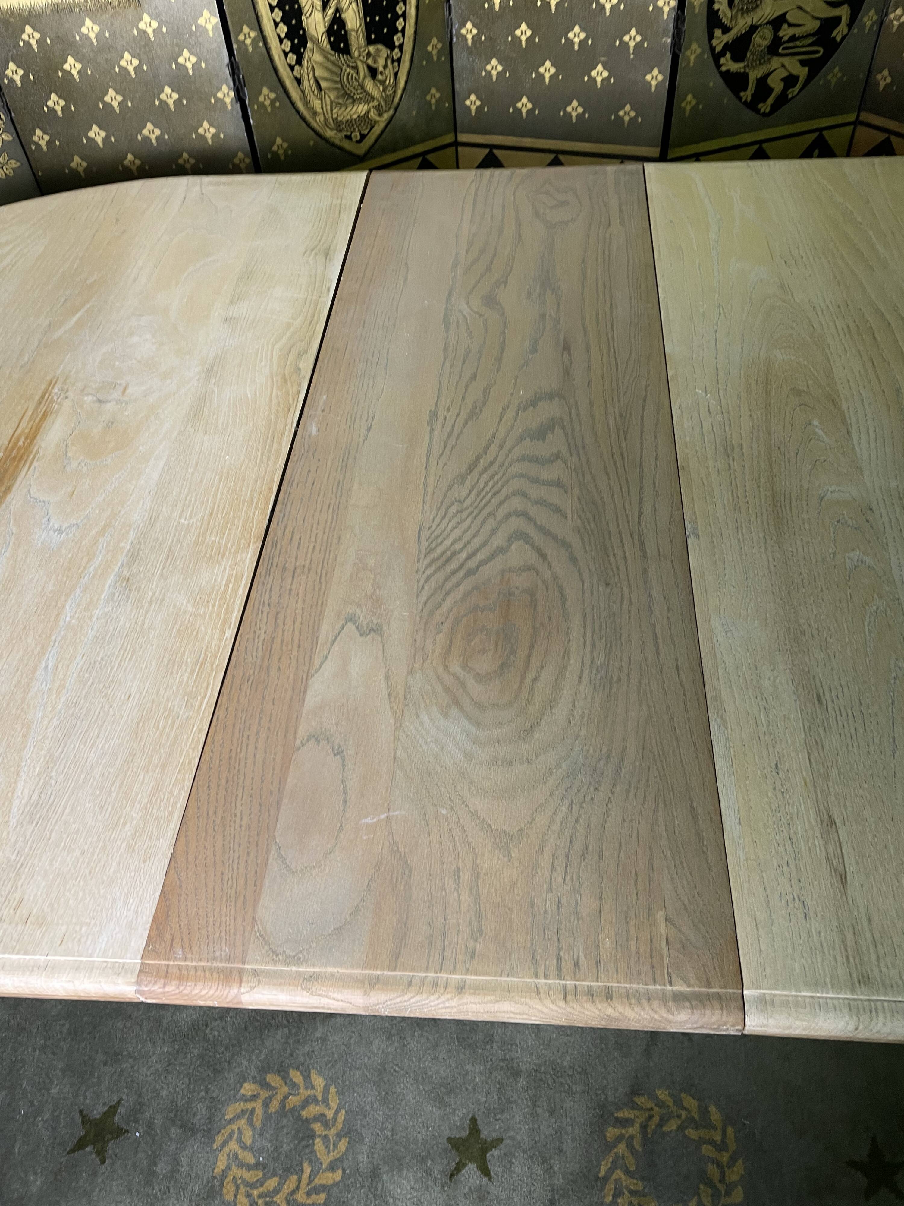 Louis XVI style dining table solid oak with 2 extensions