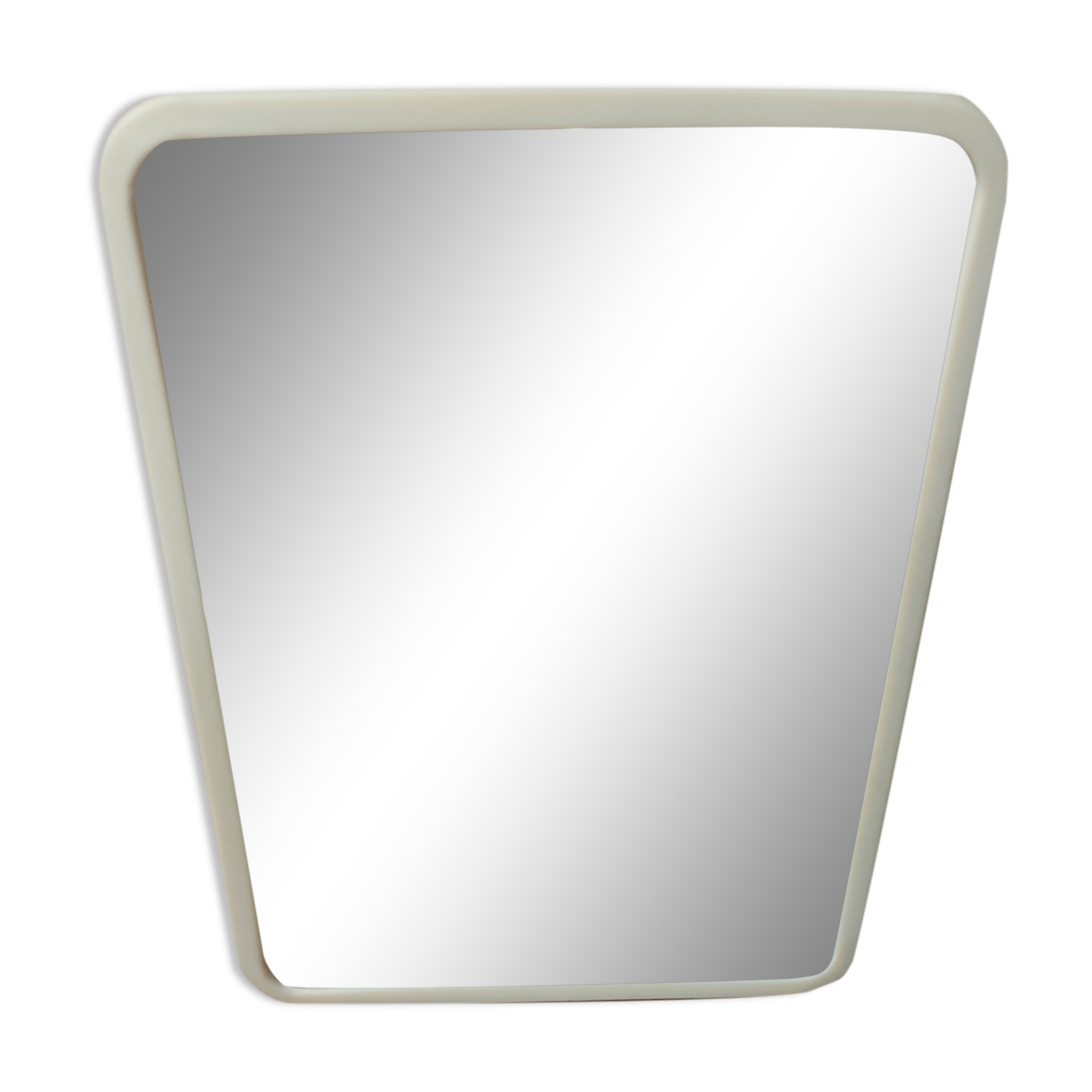 Mirror 70s white plastic outline, 21x15 cm