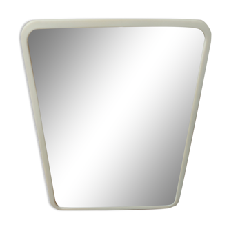 Mirror 70s white plastic outline, 21x15 cm
