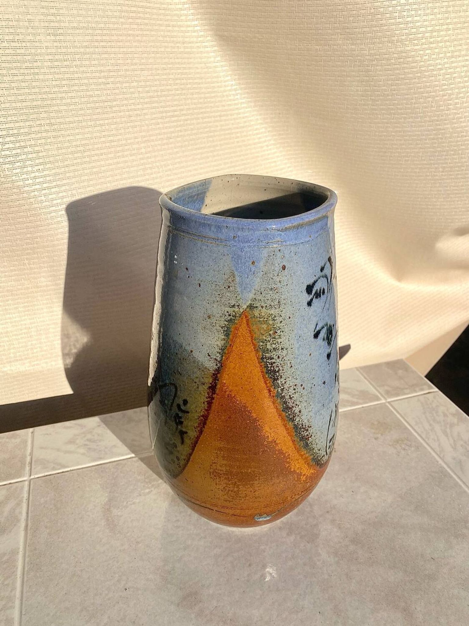 Vintage 60s stoneware vase signed