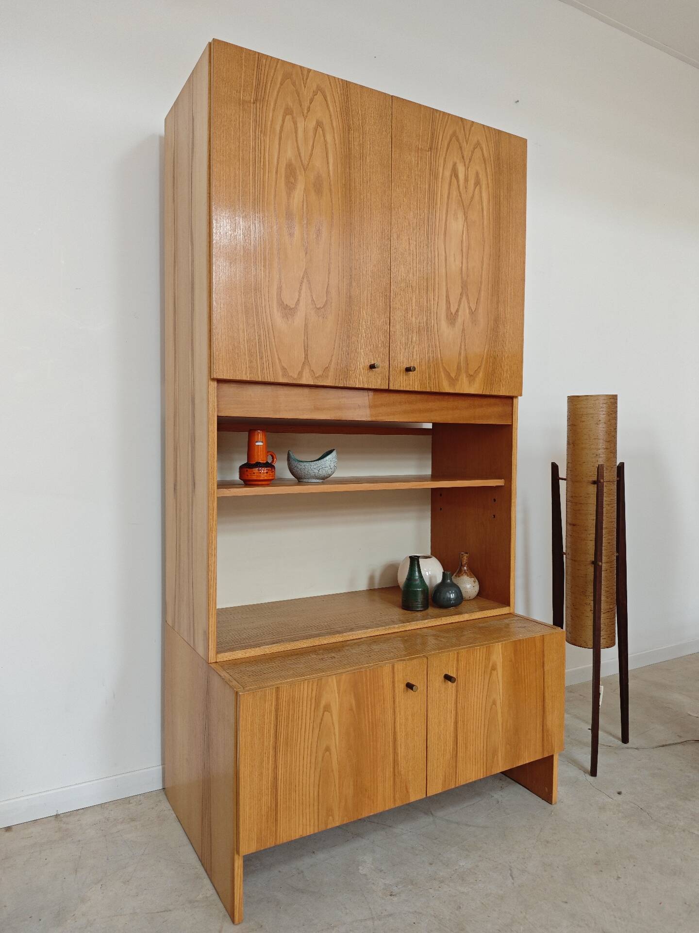 Antique high television cabinet, dresser cupboard by Drevotex Zamberk.