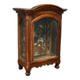 Small Louis XV mahogany display case with periwinkle legs