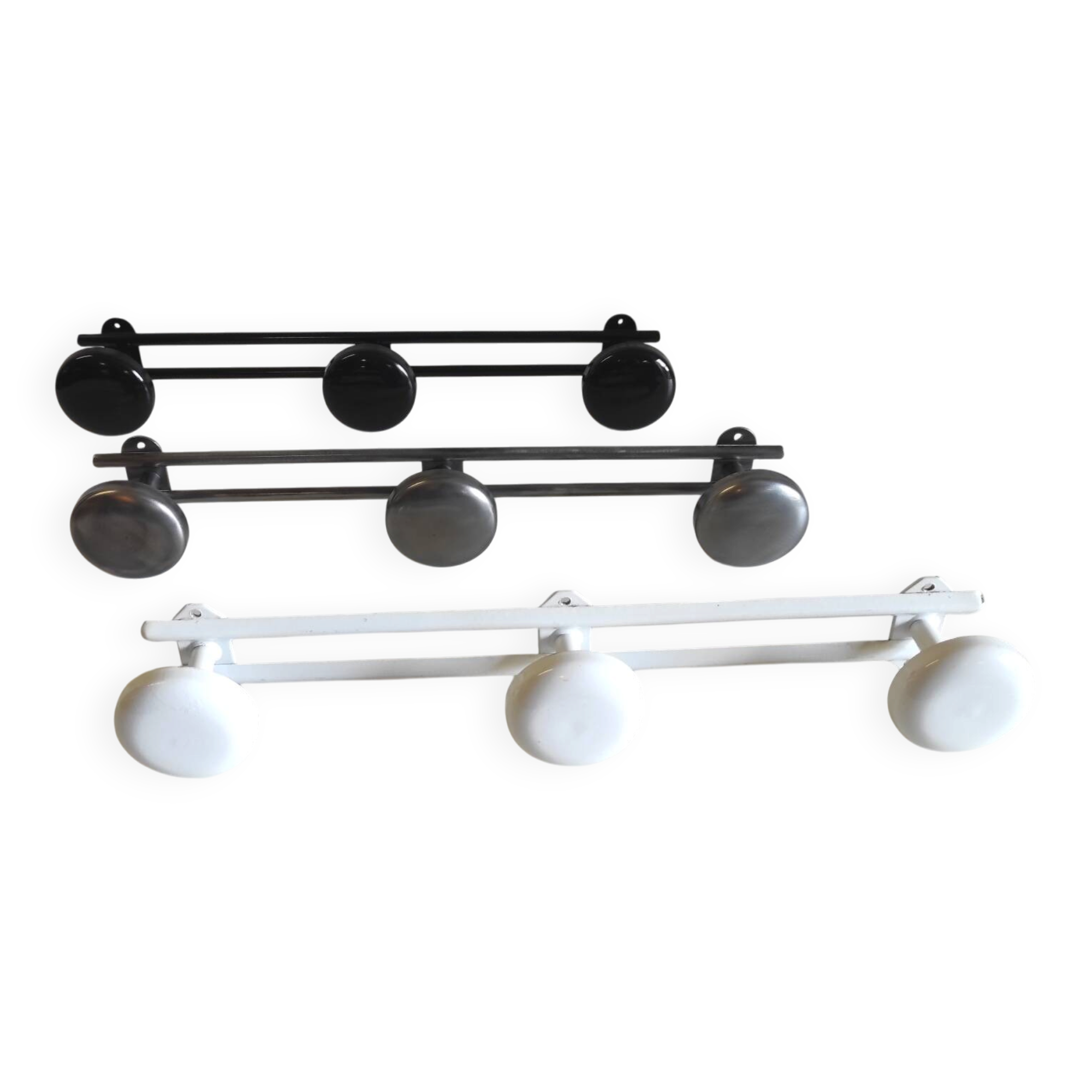 Metal coat racks with 3 hooks - mid 20th century
