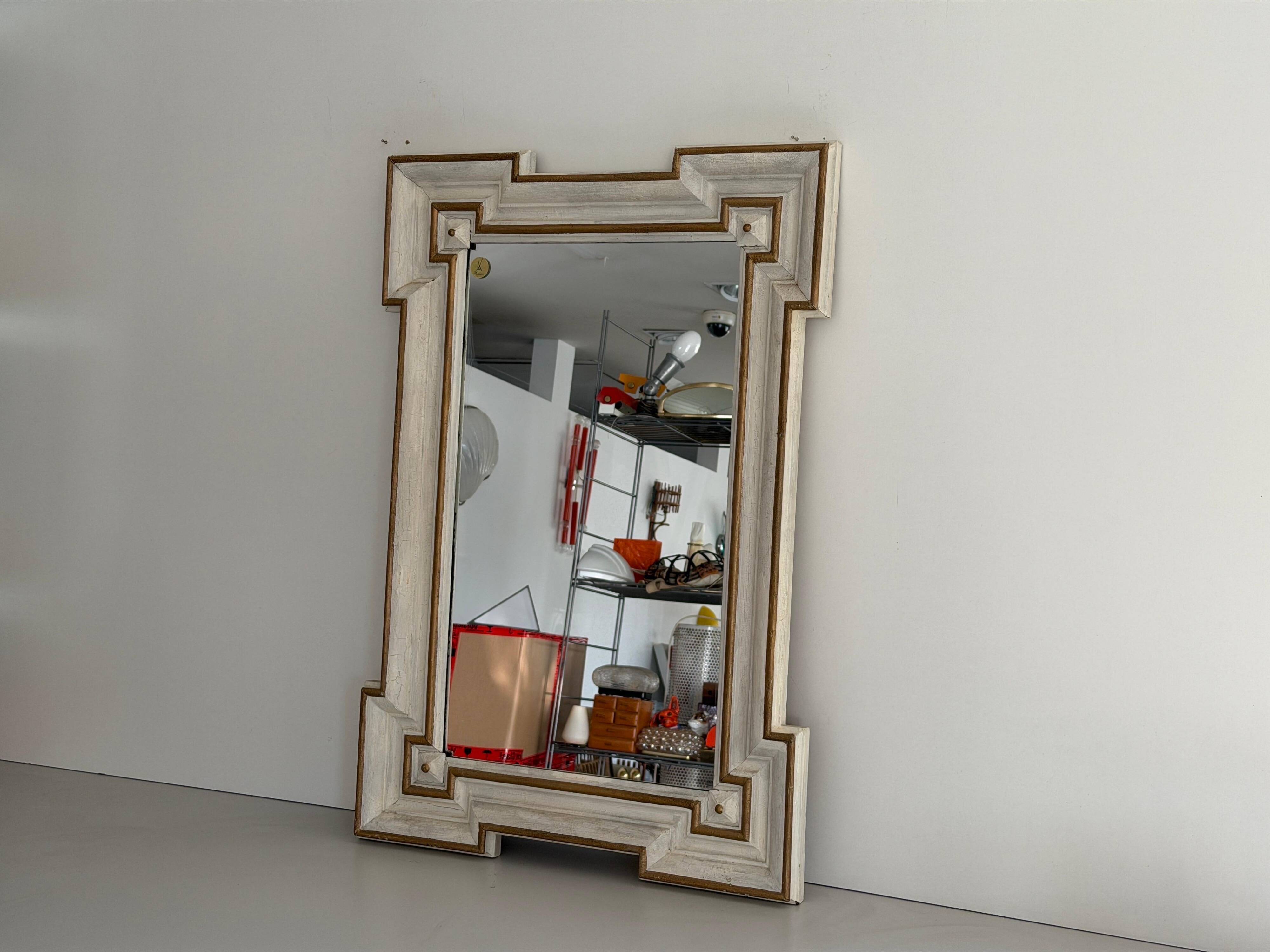Art Nouveau wall mirror with a coloured gold frame by Meissen, 1930s, Germany.