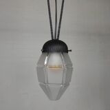 Art Deco pendant lamp with hexagonal glass shade, 1930s