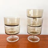 Lot de 5 coupes à champagne en verre fumé luminarc années 70