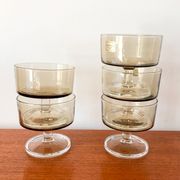 Set of 5 70s luminarc smoked glass champagne glasses