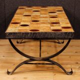 French Design signed coffee table with top in ceramic and glass