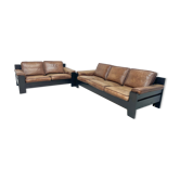 Brown leather sofa set Leolux