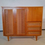 Meubles multifonctions en bois et rotin années 60