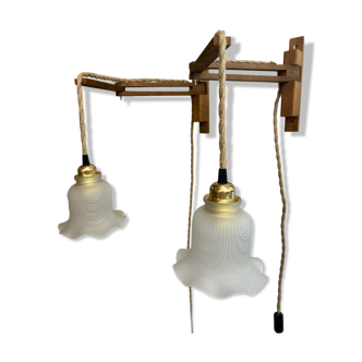 Two portable lamps with wall mount.